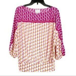 Max Studio Specialty Products Colorful Abstract Top Dolman Sleeves Oversized XS